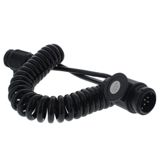 2.5M Curly Connecting Lead Two 12N - 7pin Plugs to supply trailer lighting