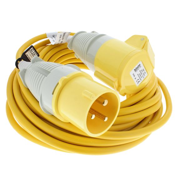 14M Extension Lead - 32A 2.5mm Cable -VDE approved Yellow indicating 110V