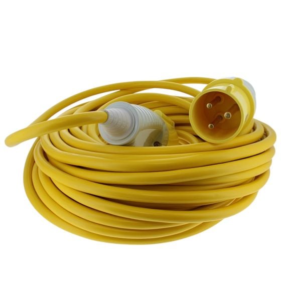 25M Yellow Indicating Extension Lead - 32A 4mm VDE approved Cable - 110V