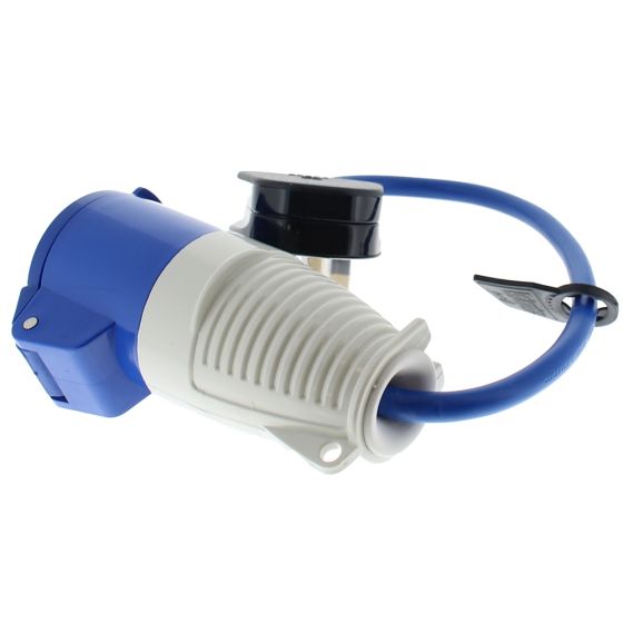 Single Socket 13A-16A Fly Lead - 25cm Cable c/w 16A Socket & 13A Plug 240V