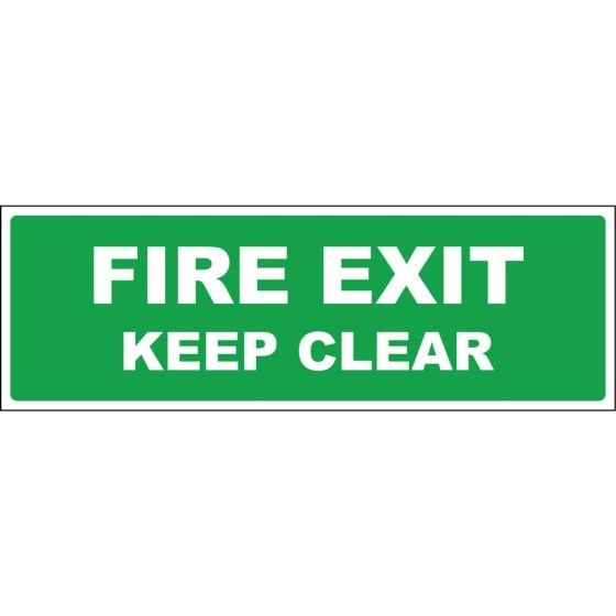 Fire Exit Keep Clear Sign Self Adhesive 400x150mm