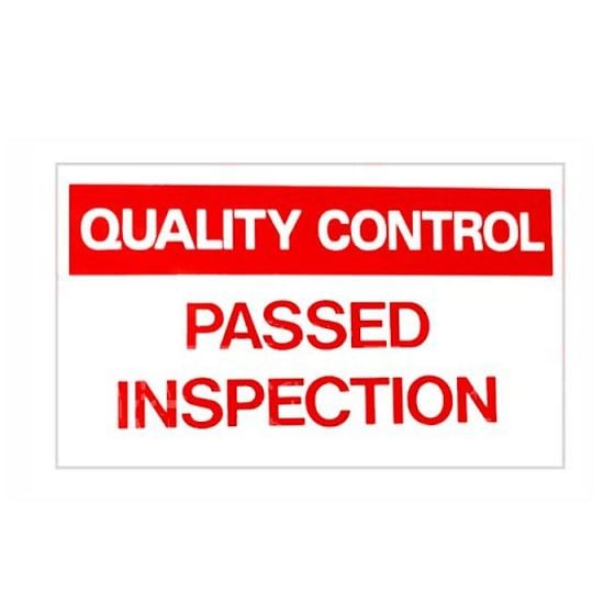 Red & White "Passed Inspection" Quality Control Sign (600 x 450mm)