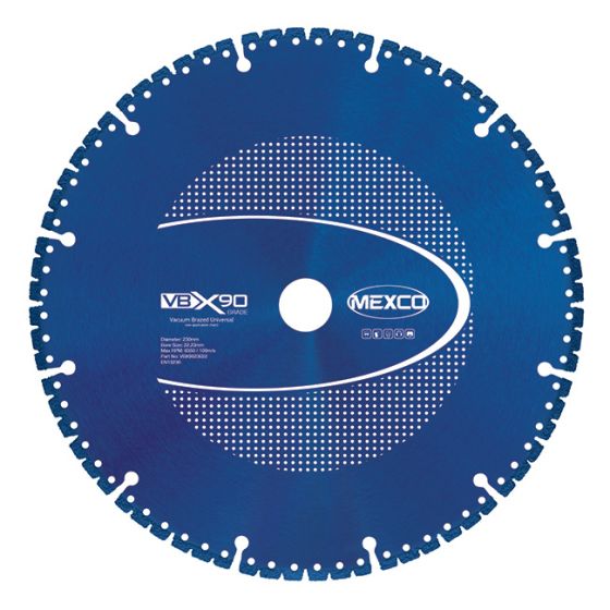 Mexco 230mm Vacuum Brazed Blade Multi-Use X90 Grade 22.23mm Diamond Blade Bore