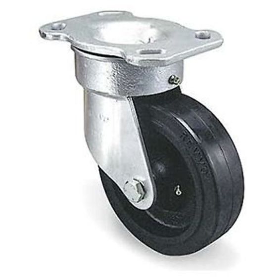 8" Rubber Heavy Duty Swivel Castor Wheel - Steel Frame, Cast Iron Hub - Capacity: 535kgs