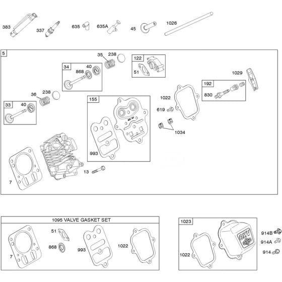 Cylinder Head Assembly for Briggs and Stratton Model No.12T102-0023-F8 Horizontal Shaft Engine