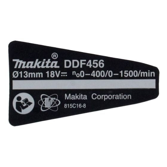 Name Plate for Makita DDF456 Cordless Drill - 815C16-8