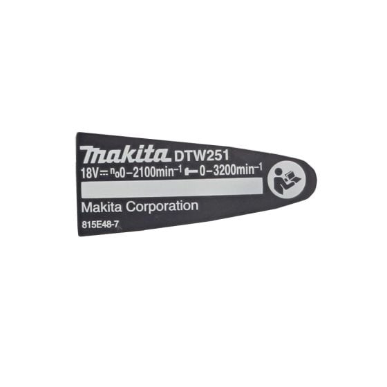 Name Plate for Makita DTW251 Impact Wrench - OEM No. 815E48-7