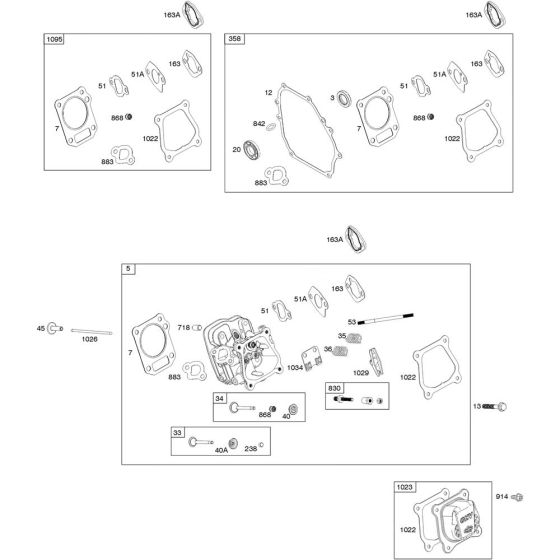 Cylinder Head Assembly for Briggs and Stratton Model No.83132-1035-F1 Horizontal Shaft Engine