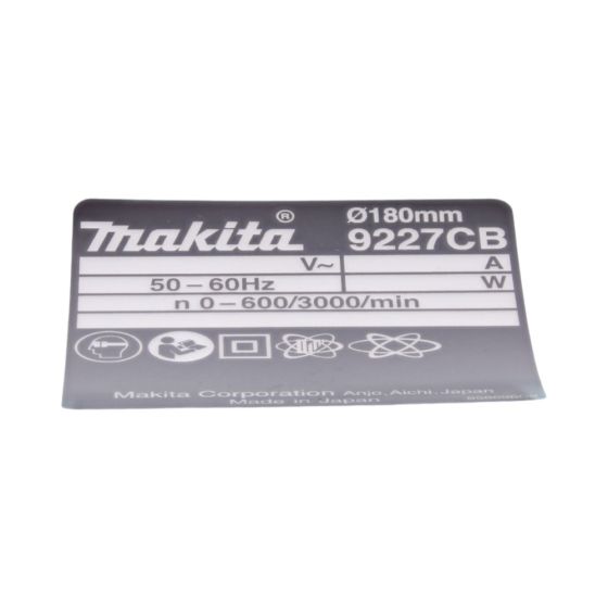 Name Plate for Makita 9227CB Polishers - OEM No. 858696-9