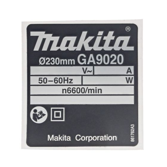 Name Plate for Makita GA9020 Angle Grinder - 861762-3