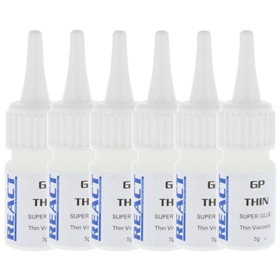 React GP Super Glue Thin - 6 Pack of 5g Bottles