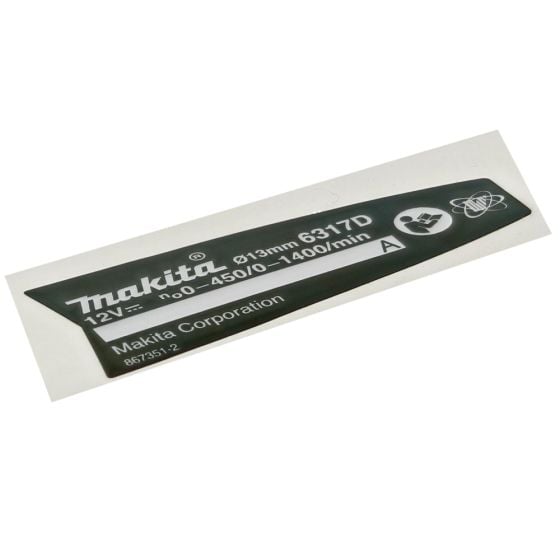 Name Plate for Makita 6317D Cordless Drill - OEM No. 867351-2