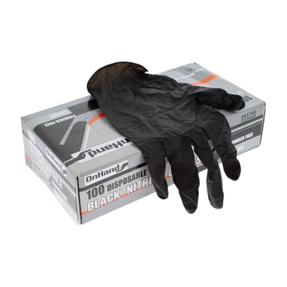 Disposable Nitrile Black Gloves Powder & Latex Free Size 8 Medium 100 Pack