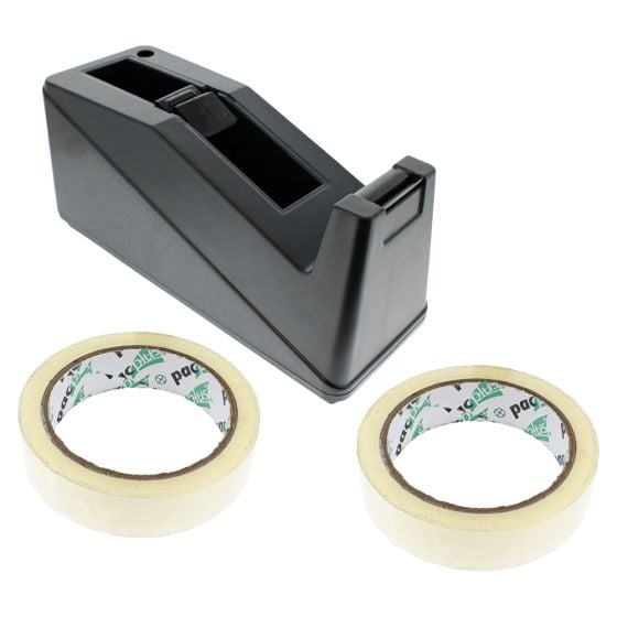 Bench Tape Dispenser & Clear Adhesive Tape 25mm