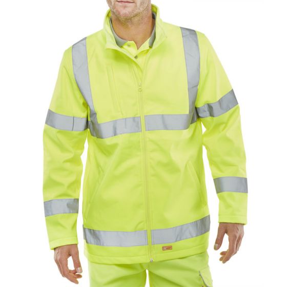 Soft Shell Hi Vis Jacket Lightweight Water/Wind Resistant Saturn Yellow