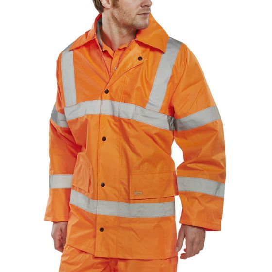 Lightweight EN471 Jacket Poly/PVC Coated 2-way Zip & Storm Flap Orange