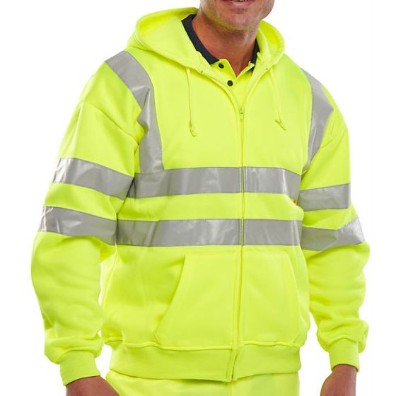 Hooded Sweatshirt HI-Vis Class 3 Full Length Front Zip Saturn Yellow