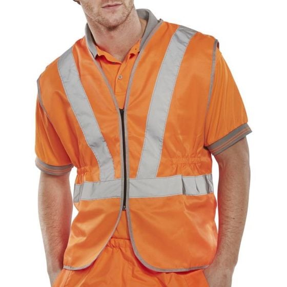 Railspec Std Vest Hi-Vis Front Zip GO/RT 3279 Railway Certified Orange