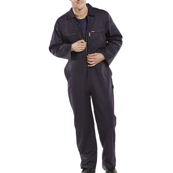 Heavy Weight Boiler-suit Concealed 2Way Zip Front Poly/Cotton Navy Blue