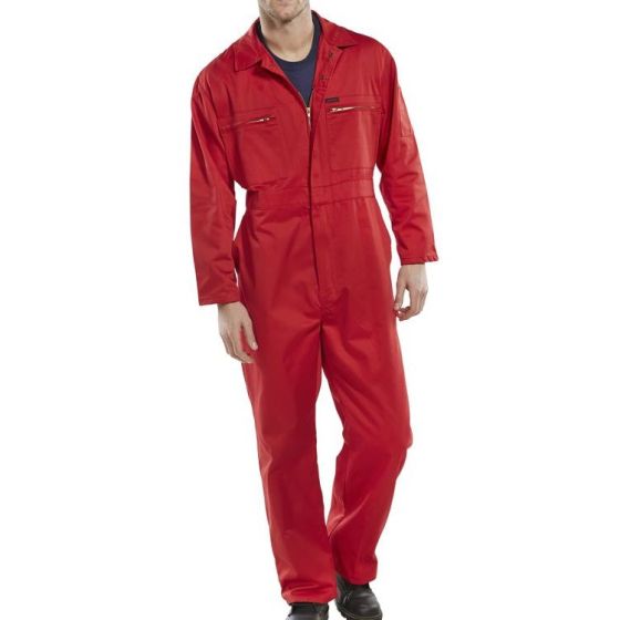 Heavy Weight Boilersuit Zip Front Poly/Cotton Elasticated Cuff/Waist Red