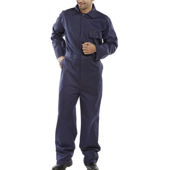 Boiler-suit Pre-Shrunk Cotton Drill Concealed Stud Front Navy