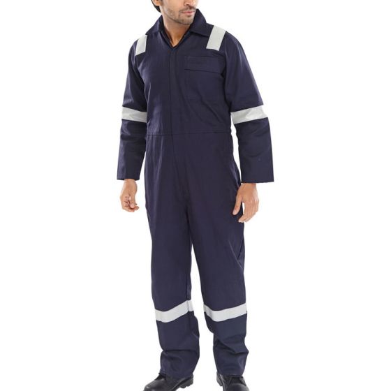 Fire Retardant Boiler-suit Concealed Stud Fastening Breast Pocket Navy