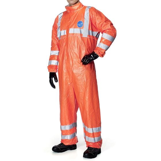 Tyvek 500 Coverall Hi-Vis Elasticated Waist wrist & Ankles Flo-Orange