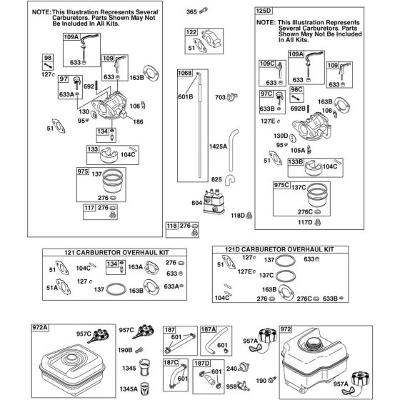 Carburettor Assembly for Briggs and Stratton Model No.12S492-0070-F8 Horizontal Shaft Engine