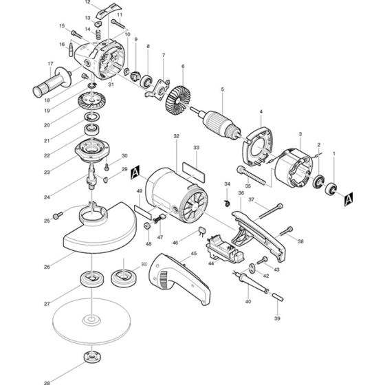 Main Assembly for Makita 9029S Angle Driver