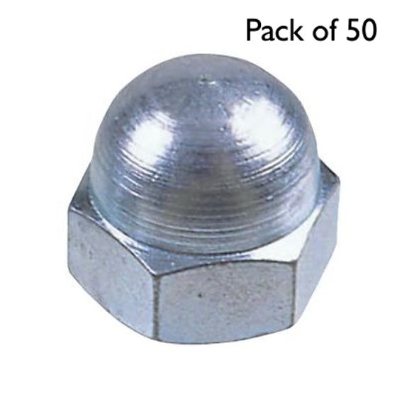 Dome Nuts, Zinc Plated, Size: M4 - Pack of 50