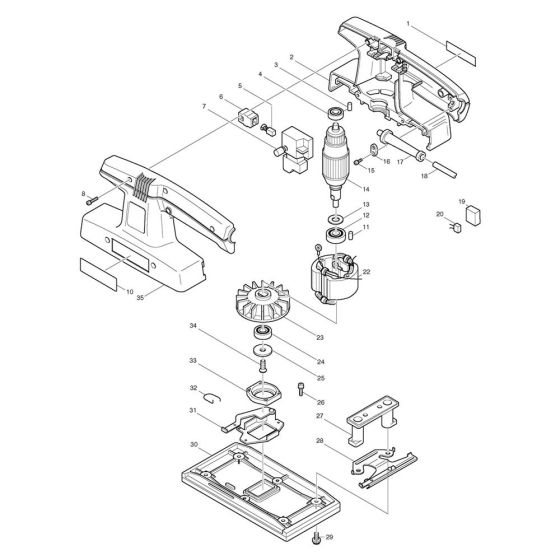 Complete Assembly for Makita 9035N Sander