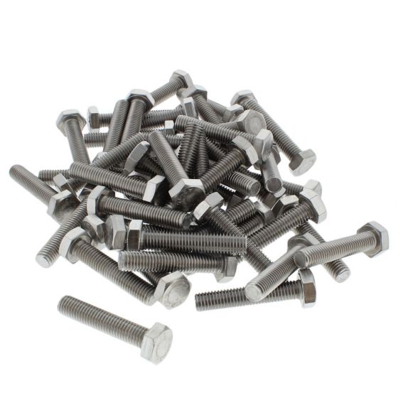 M10 x 50mm A2 Hexagon Head Stainless Steel DIN 933 Setscrews 50 Pack