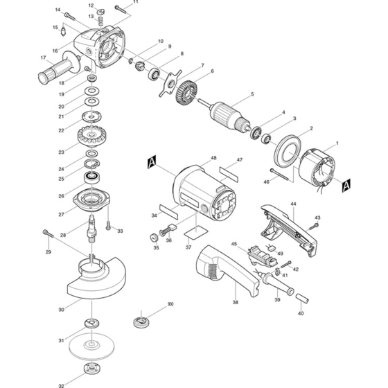 Main Assembly for Makita 9047 Angle Driver