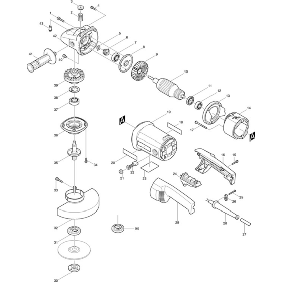 Main Assembly for Makita 9067 Angle Driver