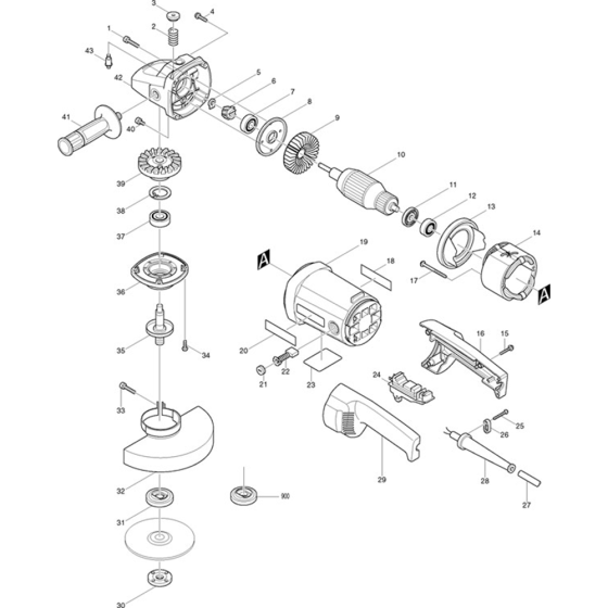 Main Assembly for Makita 9069 Angle Driver