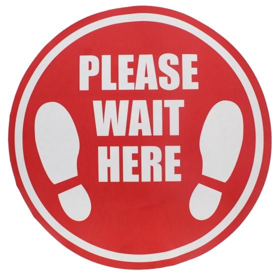 Please Wait Here Floor Sticker - 400mm Diameter