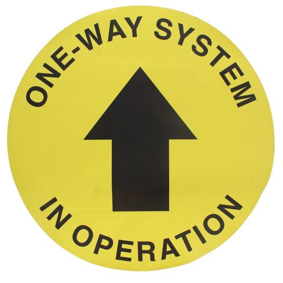 One Way System In Operation Floor Sticker - 400mm Diameter