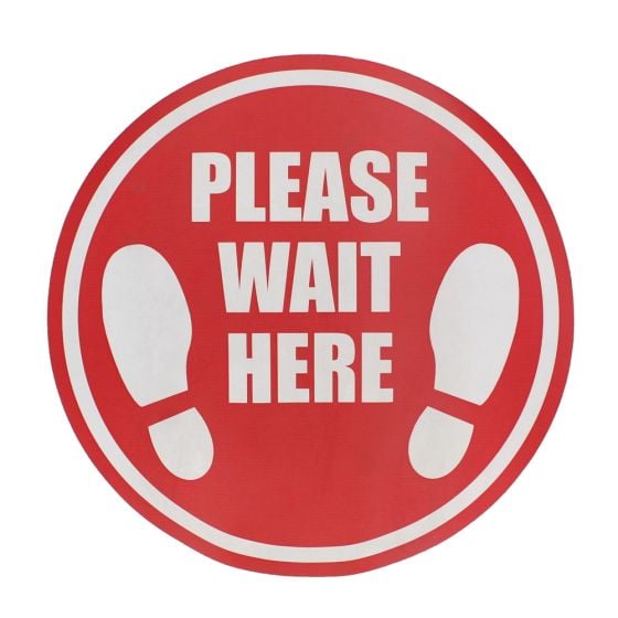 Please Wait Here Floor Sticker - 300mm Diameter 