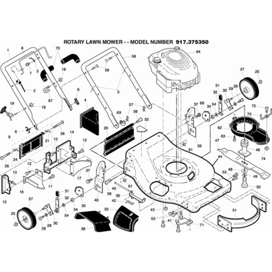 Repair Parts  for Husqvarna 917.375350 Lawn Mowers