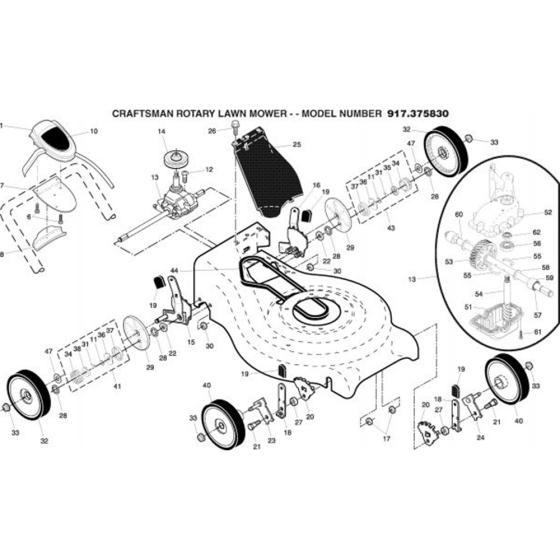 Repair Parts-1 for Husqvarna 917.375830 Lawn Mowers