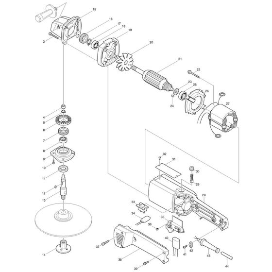 Complete Assembly for Makita 9207SPB Polisher