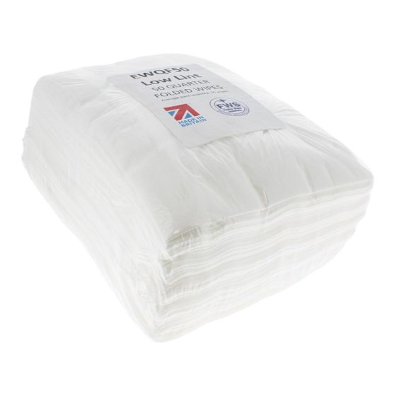 Low Lint individual 50 Quater Folded Wipes