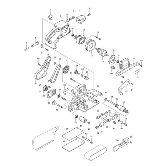 Complete Assembly for Makita 9404 Belt Sander