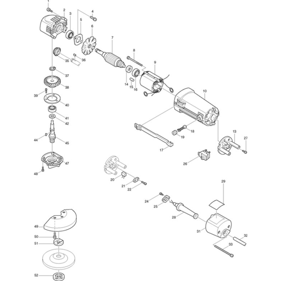 Main Assembly for Makita 9501B Angle Grinder