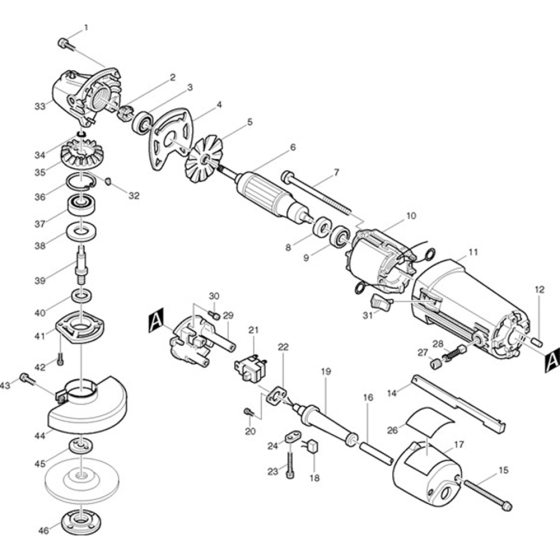 Main Assembly for Makita 9503B Angle Grinder