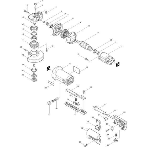 Main Assembly for Makita 9526PB Angle Grinder