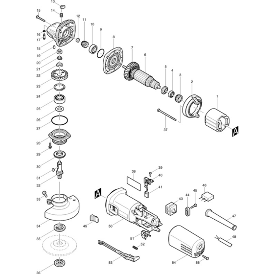 Main Assembly for Makita 9553NB Angle Grinder