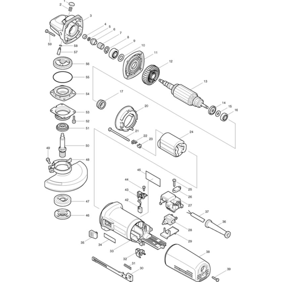 Main Assembly for Makita 9564 Angle Grinder