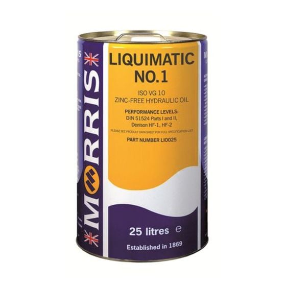 Morris Lubricants Liquimatic No.1 ISO VG10 Hydraulic Oil - 25 Litre