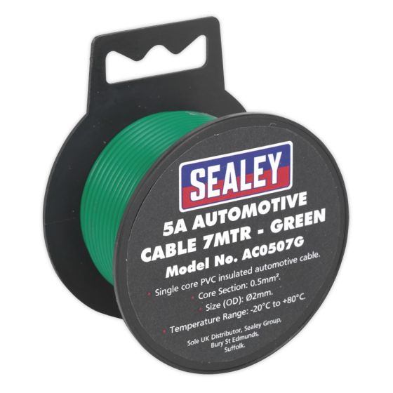 Automotive Cable Thick Wall 5A 7mtr Green Sealey Part No. AC0507G